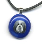 Painted Glass Pendant - Bearded Collie