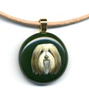 Painted Glass Pendant - Bearded Collie