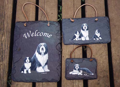 Painted Slates - Bearded Collies