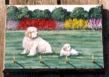 Leash Rack with hooks - Clumber Spaniel