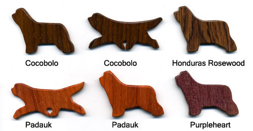 Exotic Hardwood Bearded Collie Pins
