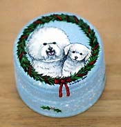 Small Round Hardwood Box - Bichon Frise