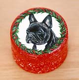 Small Round Hardwood Box - French Bulldog