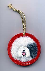 Small Flat Hardwood Ornament - Old English Sheepdog