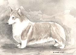 Pembroke Welsh Corgi Monochrome Painting