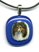 Painted Glass Pendant - Shetland Sheepdog