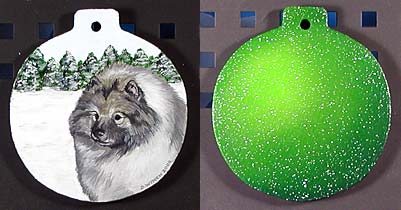 Large Flat Hardwood Ornament - Keeshond