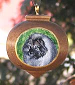 Turned Hardwood Xmas Ornament - Keeshond