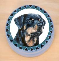 Medium Round Hardwood Box - Rottweiler