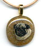 Painted Glass Pendant - Pug